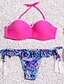 cheap Women&#039;s Swimwear &amp; Bikinis-Women&#039;s Solid Boho Bikini Swimsuit Solid Colored Halter Neck Swimwear Bathing Suits Blue Pink