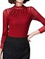 cheap Women&#039;s Tops-Women&#039;s Plus Size Blouse - Solid Colored Patchwork Lace Mesh Stand