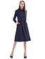 cheap Women&#039;s Dresses-Women&#039;s Casual / Daily Simple Sheath Dress - Solid Colored Shirt Collar All Seasons Dark Blue