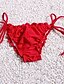 baratos Bikini-Mulheres Sólido Com Babado Nadador Vermelho Biquíni Roupa de Banho roupa de banho - Sólido S M L Vermelho / Sexy