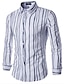 זול חולצות לגברים-פסים קולור בלוק יום יומי\קז&#039;ואל מידות גדולות חולצה גברים שרוול ארוך כותנה