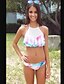 cheap Women&#039;s Swimwear &amp; Bikinis-Women&#039;s Swimwear Tankini Swimsuit Print White Bandeau Bathing Suits Sports Solid