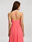 cheap Bridesmaid Dresses-A-Line Bridesmaid Dress Spaghetti Strap Sleeveless Open Back Asymmetrical Georgette with Ruched