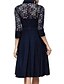 cheap Women&#039;s Dresses-Women&#039;s Skater Solid Colored Lace Cut Out All Seasons Shirt Collar Vintage Street chic Work Lace Wine Black Royal Blue Cyan S M L XL XXL