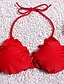 cheap Bikinis-Women&#039;s Solid Ruffle Halter Neck Red Bikini Swimwear Swimsuit - Solid Colored S M L Red / Sexy