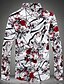 cheap Men&#039;s Shirts-Men&#039;s Shirt Flower / Floral Plus Size Print Long Sleeve Daily Slim Tops Classic Collar Red Gray / Fall / Spring