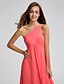 cheap Bridesmaid Dresses-A-Line Bridesmaid Dress One Shoulder Sleeveless Elegant Floor Length Georgette with Criss Cross