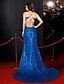 cheap Evening Dresses-Mermaid / Trumpet Celebrity Style Beaded &amp; Sequin Formal Evening Dress Plunging Neck Sleeveless Court Train Sequined with Sequin 2021