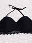 olcso Bikinik és fürdőruhák-Női Fürdőruha Bikini Fürdőruha Nyomtatott Fekete Kötőfék nyaka Fürdőruhák Egyszínű Boho