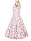 זול שמלות נשים-בגדי ריקוד נשים שמלה עם כיווץ במותן ללא שרוולים פרחוני וינטאג&#039; ליציאה כותנה ורוד XS S M L XL