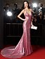 cheap Evening Dresses-Mermaid / Trumpet Celebrity Style Dress Formal Evening Court Train Sleeveless Plunging Neck Sequined with Sequin 2024