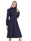 cheap Women&#039;s Dresses-Women&#039;s Casual / Daily Simple Sheath Dress - Solid Colored Shirt Collar All Seasons Dark Blue