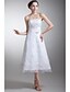 cheap Wedding Dresses-A-Line Strapless Tea Length Lace Made-To-Measure Wedding Dresses with Sash / Ribbon / Flower by LAN TING BRIDE® / Little White Dress