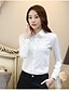 billige Bluser og skjorter til kvinner-Dame Skjorte Ensfarget Store størrelser Blonde Langermet Arbeid Topper Skjortekrage Hvit