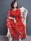 cheap Print Dresses-Women&#039;s Plus Size Sophisticated Chiffon Swing Dress - Floral