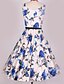 cheap Vintage Dresses-Women&#039;s Floral Daily Vintage A Line Dress - Floral Red Blue M L XL