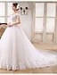 cheap Wedding Dresses-Ball Gown Bateau Neck Chapel Train Satin / Tulle Made-To-Measure Wedding Dresses with Crystal / Sequin by