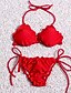 baratos Bikini-Mulheres Sólido Com Babado Nadador Vermelho Biquíni Roupa de Banho roupa de banho - Sólido S M L Vermelho / Sexy