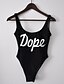 cheap Women&#039;s Swimwear &amp; Bikinis-Women&#039;s Solid Halter Neck White Black One-piece Swimwear Swimsuit - Print White