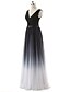 cheap Evening Dresses-A-Line Prom Formal Evening Dress V Neck Sleeveless Floor Length Chiffon with Sash / Ribbon Ruched 2020 / Color Gradient