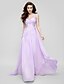cheap Special Occasion Dresses-A-Line Illusion Neck Court Train Chiffon / Tulle Dress with Appliques / Side Draping / Ruched by TS Couture®