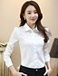 abordables Blusas y camisas de mujer-Mujer Camisa Un Color Tallas Grandes Encaje Manga Larga Trabajo Tops Cuello Camisero Blanco