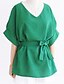 זול גופיות במידות גדולות-Women&#039;s Blouse Solid Colored V Neck Wine Green Light gray Blue Short Sleeve Plus Size Daily Bow Tops Streetwear