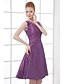 cheap Bridesmaid Dresses-A-Line V Neck Knee Length Taffeta Bridesmaid Dress with Bow(s) / Side Draping by LAN TING BRIDE®