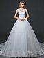 cheap Wedding Dresses-Trumpet / Mermaid Wedding Dress Court Train Bateau Lace / Tulle with Lace