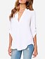 abordables Tops de tallas grandes-Mujer Camiseta Color sólido Talla Grande Escote en Pico Trabajo Fin de semana Cortado Manga Larga Tops Vino Blanco Negro