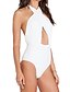 cheap Women&#039;s Swimwear &amp; Bikinis-Women&#039;s Solid One-piece Swimsuit Solid Colored Halter Neck Swimwear Bathing Suits White Black