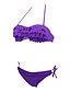 cheap Women&#039;s Swimwear &amp; Bikinis-Women&#039;s Swimwear Bikini Swimsuit Solid Colored Purple Halter Neck Bathing Suits Push-Up Ruffle