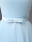 billige Brudepigekjoler-a-line kæreste knælængde tulle brudepige kjole med bue af qqc brude