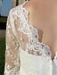 baratos Vestidos de Casamento-A-Line Wedding Dresses V Neck Ankle Length Organza Sheer Lace Half Sleeve Country Casual Vintage See-Through Illusion Sleeve with Bowknot Lace Sash / Ribbon 2022