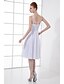 cheap Bridesmaid Dresses-A-Line V Neck Knee Length Chiffon Bridesmaid Dress with Beading / Buttons by LAN TING BRIDE®