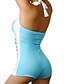 cheap One-piece swimsuits-Women&#039;s Swimwear One Piece Swimsuit Polka Dot Black Blue Halter Neck Bathing Suits Dot Retro