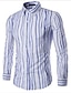 Недорогие Мужские рубашки-Для мужчин На каждый день Большие размеры Рубашка Полоски Контрастных цветов Длинный рукав,Хлопок