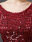 זול שמלות שושבינה-גזרת A סקופ צוואר באורך  הברך נצנצים שמלה לשושבינה  עם פפיון(ים) על ידי / נוצץ וזוהר