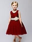 cheap Cufflinks-A-Line Knee Length Flower Girl Dress - Tulle Sleeveless Jewel Neck with Bow(s) / Sash / Ribbon / Flower by
