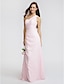 cheap Bridesmaid Dresses-Sheath / Column Bridesmaid Dress One Shoulder Sleeveless Elegant Floor Length Chiffon with Beading / Side Draping