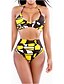 cheap Women&#039;s Swimwear &amp; Bikinis-Women&#039;s Swimwear Tankini Swimsuit Color Block Yellow Straped Bathing Suits Push-Up Color Block