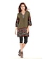 cheap Women&#039;s Blouses &amp; Shirts-Women&#039;s Floral Print Boho Bambi Green Blouse,V Neck ¾ Sleeve