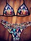 voordelige Bikini&#039;s &amp; Badmode-Dames Zwemkleding Bikini Zwempak Afdrukken Geometrisch Donkerblauw Bandeau Badpakken Kleurenblok Boho