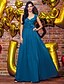 お買い得  プロムドレス-A-Line Elegant Prom Formal Evening Dress V Neck Sleeveless Ankle Length Georgette with Pleats 2021