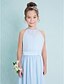 cheap Junior Bridesmaid Dresses-Sheath / Column Floor Length Junior Bridesmaid Dress Chiffon Sleeveless Halter Neck with Sash / Ribbon 2022 / Natural
