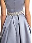 cheap Prom Dresses-A-Line Elegant Wedding Guest Prom Dress V Neck Sleeveless Floor Length Satin with Criss Cross Crystals 2021