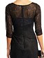 cheap Special Occasion Dresses-Sheath / Column Little Black Dress Dress Homecoming Knee Length 3/4 Length Sleeve Illusion Neck Lace with Lace Ruched Appliques 2022