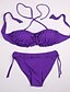 cheap Women&#039;s Swimwear &amp; Bikinis-Women&#039;s Swimwear Bikini Swimsuit Solid Colored Purple Halter Neck Bathing Suits Push-Up Ruffle