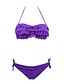 cheap Women&#039;s Swimwear &amp; Bikinis-Women&#039;s Swimwear Bikini Swimsuit Solid Colored Purple Halter Neck Bathing Suits Push-Up Ruffle