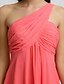 cheap Bridesmaid Dresses-A-Line Bridesmaid Dress One Shoulder Sleeveless Elegant Floor Length Georgette with Criss Cross